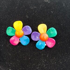 Colorful Vintage Clip On Earrings